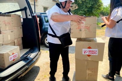 Mercy Corps is supporting communities affected by the ongoing war, including at this shelter for people displaced by the destruction of the Kakhovka Dam.