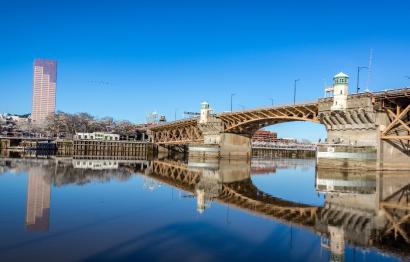 A photo of the burnside bridge in Portland, Oregon