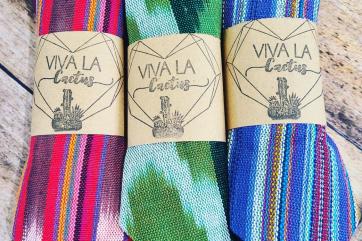 Guatemalan textiles branded with "viva la cactus" logo