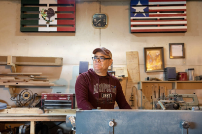 Man in his carpentry workshop